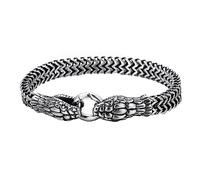 TQWSVUM Herren Edelstahl Schlangenkopf Armband -Nordic Viking Ouroboros Mesh Chain Armreifen -Mode Heavy Metal Punk Rock Tier Amulett Armband Biker Schmuck Geschenk(18CM)