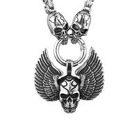 TQWSVUM Herren Skull Square King Kette Halskette - Vintage Gothic Edelstahl Totenkopf Anhänger - Handgemachte Mode Hip Hop Biker Punk Freund Schmuck (A Style,70CM)
