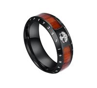 TQWSVUM Herren Wikinger Baum Des Lebens Edelstahlring - Nordische Mythologie Yggdrasil Und Holzeinlage Ring - Handgefertigt Polierter Vintage Charme Straßen Schmuck