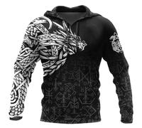 TQWSVUM Herren Wikinger Keltischer Knoten Drache 3D Allover Bedruckter Hoodie - Nordische Mythologie Kordelzug Pullover Streetwear - Mode Große Taschen Langarm Casual Reißverschluss Jacke