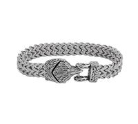 TQWSVUM Herren Wikinger Odin 3D Raben/Schlange/Wolf Kopf Armband - Edelstahl Mesh Gliederkette Armband - Straße Gothic Biker Mode Nordische Tier Statement Schmuck Geschenk(Crow_19CM)