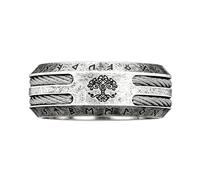 TQWSVUM Herrenring Aus Edelstahl Yggdrasil - Nordischer Wikinger Vintage Lebensbaum-Ring - Handgefertigter Doppellagiger Gedrehter Ehering Pagan Amulett Schmuck