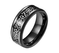 TQWSVUM Keltischer Knoten Wikinger Ring Aus Edelstahl for Herren, Damen Keltischer Triquetra Knoten Wolframcarbid Ring, Nordische Mythologie Vintage 8MM Eheringe Verlobungsring