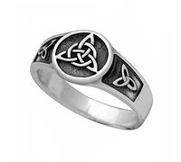 TQWSVUM Keltischer Knotenring Der Nordischen Wikinger -Herren Damen Vintage Triquetra Knoten Edelstahl Ring -Nordic Trinity Knoten Ehering Versprechen Ring Irischen Schmuck(08)