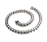 TQWSVUM Männer Viking Ouroboros Halskette, Nordischer Edelstahl Drachenschuppen Gliederkette Armreif, Vintage Punk Hip Hop Street Fashion Schmuck Mit Holzkiste
