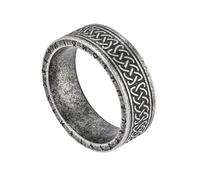 TQWSVUM Männer Wikinger Keltischer Knoten Edelstahl Ringe - Nordische Mythologie Irischer Knoten Odin Buchstabe Ehering - Mittelalter Punk Mode Heidnischer Amulett Charme Schmuck
