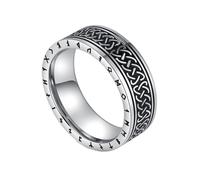 TQWSVUM Männer Wikinger Keltischer Knoten Edelstahl Ringe - Nordische Mythologie Irischer Knoten Odin Buchstabe Ehering - Mittelalter Punk Mode Heidnischer Amulett Charme Schmuck