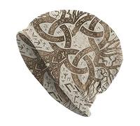 TQWSVUM Männer Wikinger Mützen Für Frauen, Nordischer Mythos Gedruckte Buggy Skullies Mützen Slouchy Cap, Unisex Casual Verstellbare Dünne Motorhaube Strick Snapback Hut Kopfbedeckung