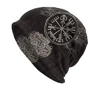 TQWSVUM Männer Wikinger Mützen Für Frauen, Nordischer Mythos Gedruckte Buggy Skullies Mützen Slouchy Cap, Unisex Casual Verstellbare Dünne Motorhaube Strick Snapback Hut Kopfbedeckung