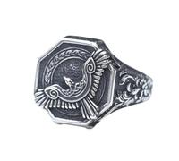 TQWSVUM Männer Wikinger Odin Raben Bandring -Nordischer Edelstahl Keltischer Knoten Krähen Amulett Ring -Handgefertigter Polierter Pagan Vintage Tier Hochzeitsband Schmuck