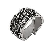 TQWSVUM Männer Wikinger Raben Offener Ring - Nordische Mythologie Odin Krähe Huginn Und Muninn Edelstahlring - Handmade Keltisches Triskele Symbol Vintage Tier Amulett Heidnischer Schmuck