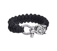 TQWSVUM Männer Wikinger Wolf Paracord Armband - Nordischer Edelstahl Keltischer Wolfskopf Geflochtenes Seil Armband - Handgemachte Geflochtene Personalisierte Paracord Odin Tierschmuck