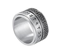 TQWSVUM Nördischer Wikinger Keltischer Knoten Drehring Für Männer - Edelstahl Vintage Doppel Layer Drehbarer Amulett-Ring - Handgefertigter Punk Street Rock Hip Hop Rapper Schmuck