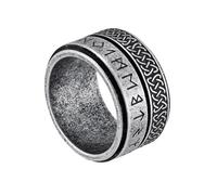 TQWSVUM Nördischer Wikinger Keltischer Knoten Drehring Für Männer - Edelstahl Vintage Doppel Layer Drehbarer Amulett-Ring - Handgefertigter Punk Street Rock Hip Hop Rapper Schmuck