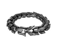 TQWSVUM Nordic Herren Viking Ouroboros Armband, Edelstahl Drachenschuppe Armband, Vintage Biker Punk Skelett Keltischer Drache Schwerer Armreif Schmuck