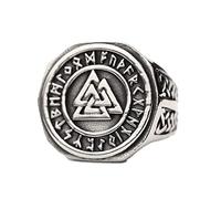 TQWSVUM Nordic Runic Valknut Ring - Herren Edelstahl Wikinger Odin Symbol Keltischer Knoten Ring - Handgemachte Polierte Vintage Piraten Amulett Schmuck