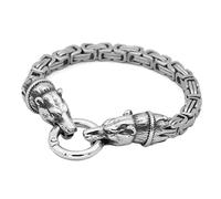 TQWSVUM Nordic Viking Bär Köpfe König Kettenarmband, Männer Edelstahl Byzantinische Gliederkette Armband, Mode Hip Hop Tier Amulett Schmuck Mit Valknut Geschenktüte