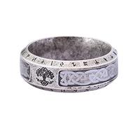TQWSVUM Nordic Viking Lebensbaum Ring Für Männer Frauen -8mm Edelstahl Vintage Keltischer Knoten Ring - Paar Mode Punk Biker Yggdrasil Amulett Piraten Ring Schmuck(A,10)