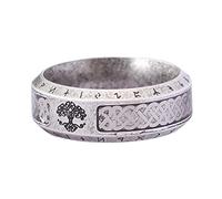 TQWSVUM Nordic Viking Lebensbaum Ring Für Männer Frauen -8mm Edelstahl Vintage Keltischer Knoten Ring - Paar Mode Punk Biker Yggdrasil Amulett Piraten Ring Schmuck(B,13)