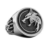 TQWSVUM Nordic Viking Wizard Wolf Head Ring, Herren Edelstahl Odin Celtic Wolf Paw Ringe, Vintage Geprägte Gothic Hunter Wolf Claw Bands Ring Statement Schmuck(10)