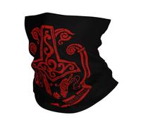 TQWSVUM Nordische Mythologie Odin Mjolnir 3D-Druck Halsgamasche - Männer Frauen Wikinger Thor's Hammer Bandana Snoods - Sommer Vintage Tragbar Nahtlos Multifunktionale Kopfbedeckung Kopftuch