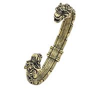 TQWSVUM Nordischedoppel Wolf Kopf Wikinger Arm Ring, Nordische Mythologie Fenrir Manschette Armreif Wikinger Armbänder, Männer Mittelalter Vintage Pagan Amulett KeltischeSchmuck Geschenk(Bronze)