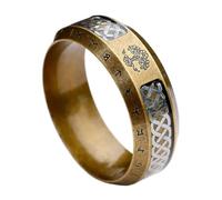 TQWSVUM Nordischer Baum Des Lebens Ring Für Männer Und Frauen - Wikinger Edelstahl Keltischer Knoten Yggdrasil Ring - Paar Antikgold Hochzeitsversprechen Fingerring Schmuck(13)