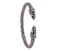 TQWSVUM Nordischer Wikinger Raben Armreif Für Herren - Vintage Edelstahl Odins Crow Heads Manschettenarmbänder - Mittelalterliches Gedrehtes Gewebe Offenes Verstellbares Tierarmband Schmuck