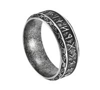 TQWSVUM Nordischer Wikinger Ring mit keltischem Knoten für Männer und Frauen -8 mm breiter Edelstahlring -Handgefertigter mittelalterlicher polierter Vintage Ehering Verlobungsschmuck(Vintage_07)