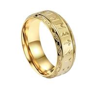 TQWSVUM Nordischer Wikinger Ring mit keltischem Knoten für Männer und Frauen -8 mm breiter Edelstahlring -Handgefertigter mittelalterlicher polierter Vintage Ehering Verlobungsschmuck(Gold_13)