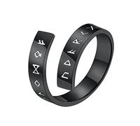 TQWSVUM Nordischer Wikinger Rune verstellbarer offener Ring, Männer Frauen Elder Futhark Rune Ring, Edelstahl Pagan Amulett Vintage Nordischer Schmuck