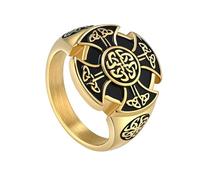 TQWSVUM Nordischer Wikinger Triquetra Ring Für Männer - Handgefertigter Edelstahl Irish Knot Ehering - Rapper Biker Vintage Punk Rock Verlobung Schutz Amulett Schmuck