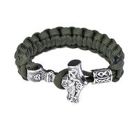 TQWSVUM Nordisches Wikinger Thor Mjolnir Hammer Camouflage Paracord Armband, Die Hörner von Odin, Vegvisir, Valknut, Helm der Ehrfurcht(02_23CM)