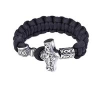 TQWSVUM Nordisches Wikinger Thor Mjolnir Hammer Camouflage Paracord Armband, Die Hörner von Odin, Vegvisir, Valknut, Helm der Ehrfurcht(01_21CM)