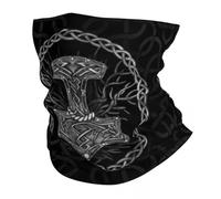 TQWSVUM Thors Hammer Bedrucktes Wikinger Halstuch - Unisex Sturmhaube Im Vintage Stil Mit Nordischer Mythologie - Multifunktionstuch Zum Reiten Gesichtsschal Kopfbedeckung