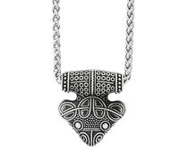 TQWSVUM Thor's Hammer Halskette Für Männer - Nordischer Wikinger Mjolnir Amulett Anhänger Aus Edelstahl Mit Weizenkette - Handgefertigter Vintage Mittelalterlicher Schutzschmuck