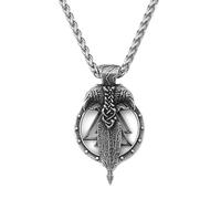 TQWSVUM Valknut Halskette Für Herren - Wikinger Raben Odin Symbol Anhänger Aus Edelstahl - Handgefertigter Vintage Schmuck Mit Ausgehöhlten Nordischen Mythologie Tieramuletts Huginn Und Muninn
