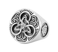 TQWSVUM Viking Celtic Knot Valknut & Nordisches Vintage Hollow Out Triquetra Odin Symbol Ring für Herren - Handgefertigter Edelstahl Trinity Knot - Irischer Schmuck Geschenk