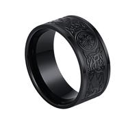 TQWSVUM Viking Celtic Triskele Triple Spiral Ring Für Männer Frauen - Nordic Celtic Triquetra Knot Edelstahlring - Handgemachte Mode Hip Hop Statement Ehering Schmuck(Black_12)