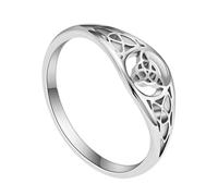 TQWSVUM Viking Dreieck Knoten Ring - Männer Frauen Celtic Triquetra Knot Hollow Out Edelstahlring - Handgefertigter Irischer Knoten Ehering Verlobung Nordisches Amulett Schmuck(Silver_09)