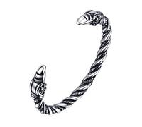 TQWSVUM Viking Ravens Armband Für Herren - Handgefertigter Doppelter Odin Rabenkopf Armreif Aus Edelstahl - Nordic Vintage Odin Raben Offene Verstellbare Manschette Armband Schmuck