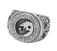 TQWSVUM Viking Yin Yang Wolf Ring Für Herren - Nordische Mythologie Vintage Wolfskopf Amulett Edelstahlring - Handgefertigter Polierter Keltischer Knoten Fenrir Ring Tierschmuck(Silver_13)