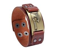 TQWSVUM Wikinger Axt Lederarmband Für Herren -Nordisches Keltisches Knoten Verstellbares Armband - Handgefertigtes Breites Lederarmband Heidnischer Talisman Vintage Schmuck(Bronze)
