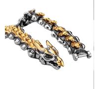 TQWSVUM Wikinger Drachen Armbänder Für Herren - Nordische Mythologie Edelstahlgewebe Drachen Gliederkette Armreif - Mode Tier Punk Charm Ouroboros Amulett Armband Schmuck(Dual Color,23CM)