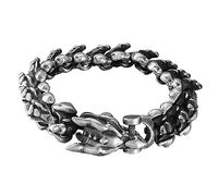TQWSVUM Wikinger Drachen Armbänder Für Herren - Nordische Mythologie Edelstahlgewebe Drachen Gliederkette Armreif - Mode Tier Punk Charm Ouroboros Amulett Armband Schmuck(Silver,19CM)