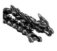 TQWSVUM Wikinger Drachen Armbänder Für Herren - Nordische Mythologie Edelstahlgewebe Drachen Gliederkette Armreif - Mode Tier Punk Charm Ouroboros Amulett Armband Schmuck(Black,19CM)