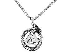 TQWSVUM Wikinger Drachen Valknut Halskette - Männer Frauen Edelstahl Aushöhlen Odin Symbol Anhänger - Nordische Mythologie Vintage Drachenschuppen Amulett Mode Tiere Schmuck