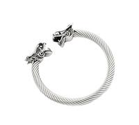 TQWSVUM Wikinger Drachenarmreif Für Männer - Norse Doppelkopf Drachen Edelstahl Manschettenarmband - Vintage Punk Hip Hop Tieramulett Armband Heidnische Mode Schmuck