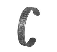 TQWSVUM Wikinger Edelstahl-Runen-Armreif für Männer und Frauen - nordische Ältere Futhark-Runen-Manschettenarmband - Vintage-Punk-Mode, verstellbare Öffnung, Amulett-Schmuck, Einheitsgröße, Metall,