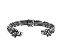 TQWSVUM Wikinger Fenrir Armreif - Herren Edelstahl Nordische Wolfsköpfe Manschettenarmband - Handgefertigter Verstellbarer Keltischer Knoten Odin Wolf Talisman Offenes Armband Modeschmuck